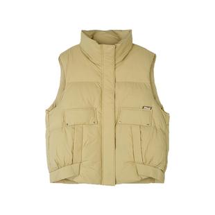 诗梦女装秋冬新款短款羽绒马甲立领宽松休闲百搭无袖白鸭绒羽绒服