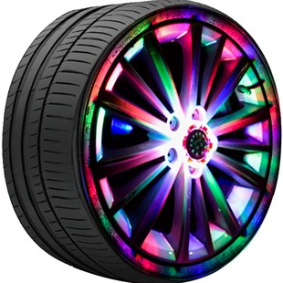 汽车轮毂灯爆闪太阳能跑马灯七彩氛围灯夜光改装轮胎炫酷风火轮