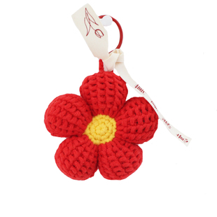 送你一朵小红花包挂件 钩针手工diy毛线编织材料包解闷钥匙扣成品