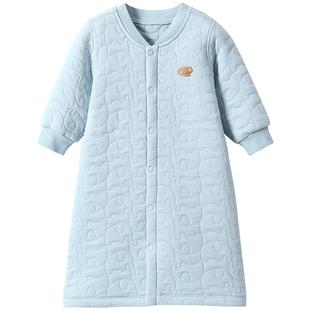 婴儿睡袍秋冬宝宝保暖睡衣冬季三层加厚长款防着凉男女婴幼儿睡裙