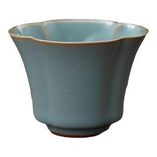 德化陶瓷【茶杯】宽口杯90ml天青汝窑主人杯品茗杯个人专用开片