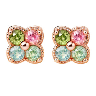 宫里上新纯银耳钉女碧玺耳饰耳环水晶旺财四叶草独特漂亮生日礼物