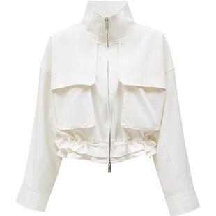 【ONLY奥莱】春季新款时尚休闲风短款宽松高领风衣外套女