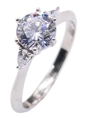 戒托镶嵌莫桑钻戒指银女925银