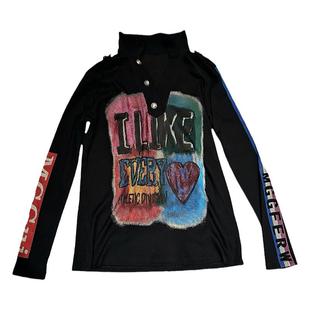 潮牌个性长袖T恤打底衫女2025新款V领帅气肩美式春秋款套头上衣t