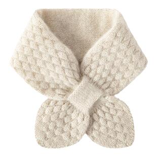 100%纯山羊绒小围巾小领结搭配保暖神器穿孔加厚护颈小围脖女