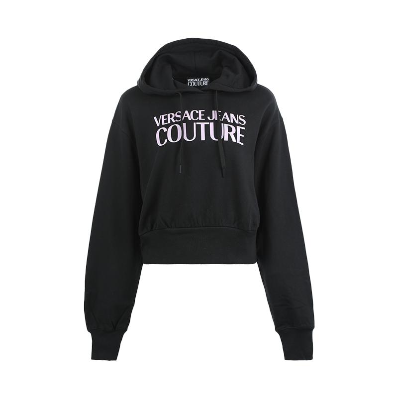 【自营】Versace Jeans Couture女士宽松休闲短款连帽套头卫衣