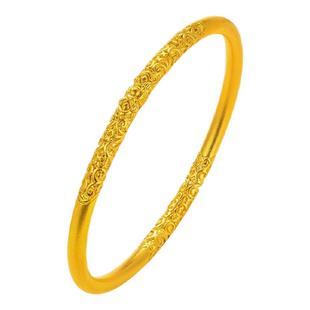 CAMIERY新中式古法卷草纹手镯女高级感轻奢小众精致叠戴金手饰