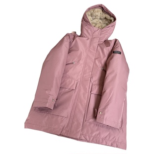 艾家外贸冬季新款加厚保暖时尚工装风女士羽绒服连帽派克服中长款