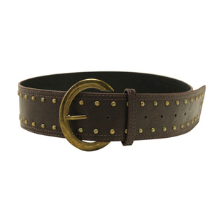 复古棕色古铜宽版铆钉腰带女2025年夏季辣妹街拍简约配裙子皮带潮