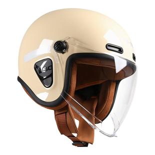 3C永恒电动车头盔女士冬季新国标摩托车男复古四分之三安全盔y50