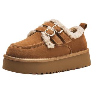 热风厚底雪地靴女2025年冬季新款休闲增高勃肯鞋加绒百搭保暖棉鞋