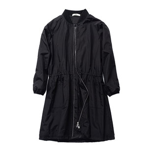 佟丽娅明星同款黑色风衣外套女休闲棒球服中长款2025新款春秋韩版