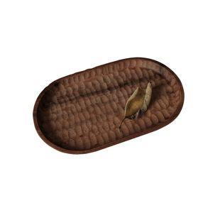 堂上燕日式实木整木纯手工雕刻茶盘托盘家用餐盘椭圆干果盘点心盘