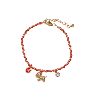 LYNNROMAN红绳金链小马铜钱手链女马上有钱2026新款小众设计手饰