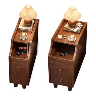 实木床头柜现代简约家用卧室床头极窄柜迷你小型床边夹缝收纳柜子