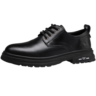 男士商务正装皮鞋男款真皮英伦休闲内增高男鞋2025新款加绒德比鞋