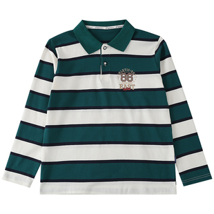 胖童装男童翻领t恤长袖春秋薄款加肥加大码中大童男孩带领打底衫