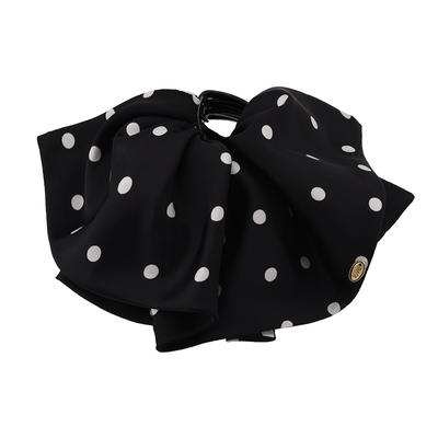 suzyacc kr波点缎面裙摆马尾抓夹女2025新款复古温柔气质盘发发夹