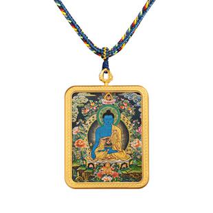 五台山药师佛唐卡项链求健康十相自在保平安藏风半手绘吊坠毛衣链