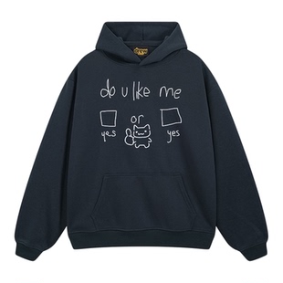 DREW美式潮牌趣味卡通连帽卫衣男女情侣装休闲百搭宽松上衣帽衫