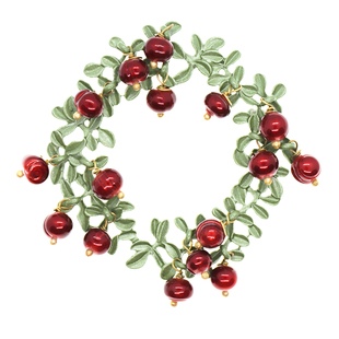 拾壹纪「红色浆果」秋冬复古森系珍珠叶子花环优雅百搭胸针配饰女