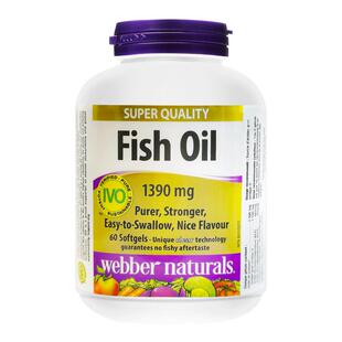 webber伟博天然4倍高纯度健身深海鱼油1100mg成人omega3胶囊60*2