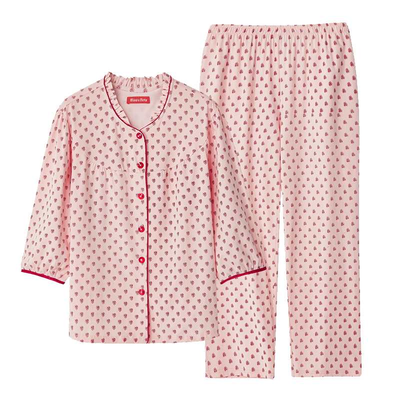 雅婷雅雯【絲爽棉】睡衣女春夏季七分長(zhǎng)袖九分長(zhǎng)褲家居服套裝春款