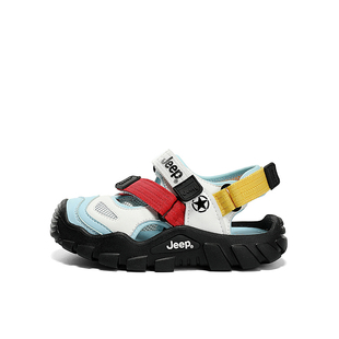 jeep男童包头凉鞋可下水鞋子夏季防滑软底透气网鞋儿童运动沙滩鞋
