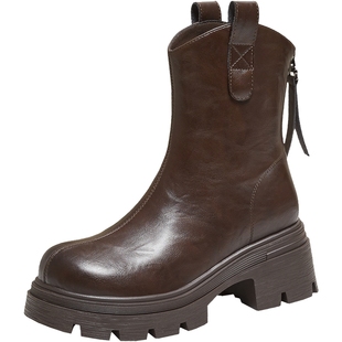 TATA他她女靴子2025冬季弹力靴加绒时装靴显瘦增高短靴子CE401DZ5