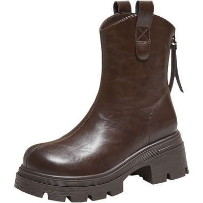 TATA他她女靴子2025冬季弹力靴加绒时装靴显瘦增高短靴子CE401DZ5