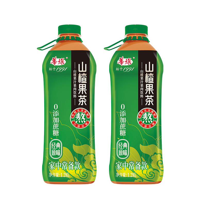 1.28L*2瓶 华旗山楂果茶山楂果汁果肉饮料经典原味系列未加蔗糖