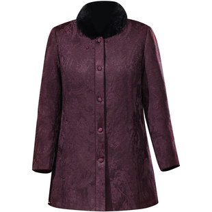 时尚妈妈羽绒服中长款2025新款中老年女装冬加厚水貂毛领鹅绒外套