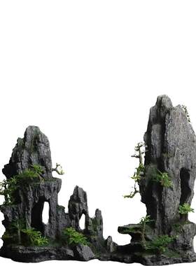 鱼缸假山造景不污水假山造景套餐