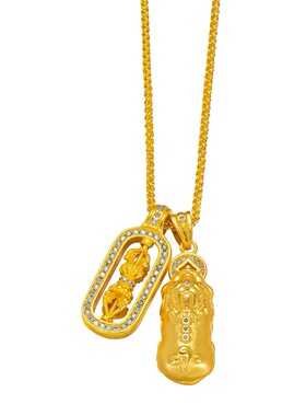 沙金点钻貔貅金刚叠戴吊坠项链