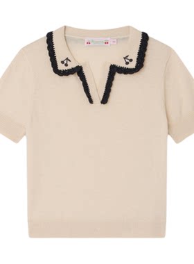 【新品】Bonpoint2026春夏女大童樱桃刺绣休闲短袖套衫小樱桃童装