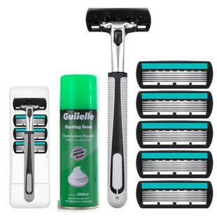 德国进口6层刀片刮胡刀手动剃须刀老式刮胡子刀头刀架男刮须泡沫