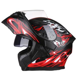 艾狮摩托车头盔男士全盔揭面盔双镜片骑行机车带蓝牙耳机四季冬季