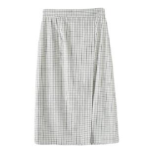 HeyDress黑白格半身裙女夏季法式复古半裙修身显瘦裙子