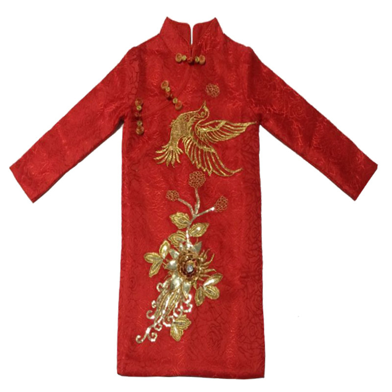 儿童唐装旗袍中国风拜年服女童古装汉服红色加绒加厚过年新年冬季