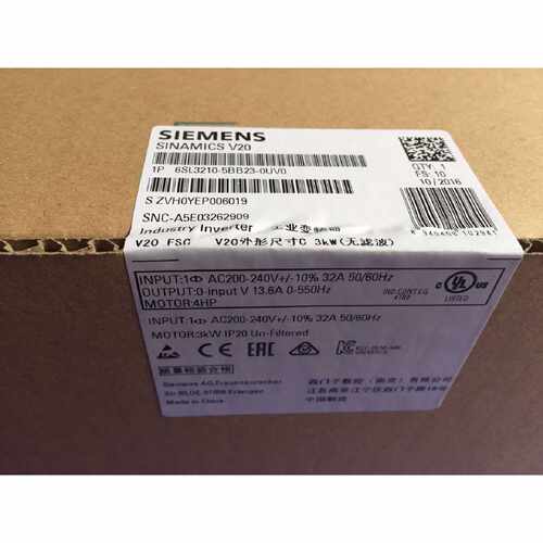 议价全新现货6SL32105BB230UV0SINAMICS西门子V203kW变频器1AC200