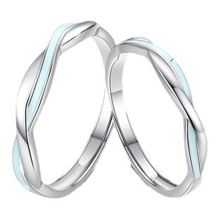 ParasKors派热 莫比乌斯环夜光对戒简约小众情侣戒指刻字纪念礼物