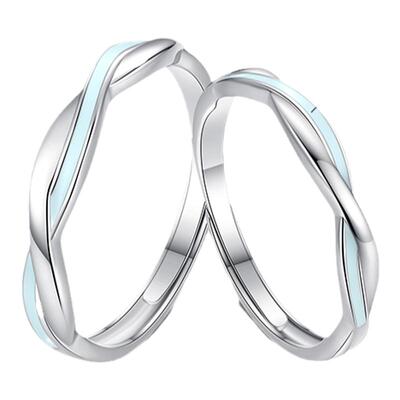 ParasKors派热 莫比乌斯环夜光对戒简约小众情侣戒指刻字纪念礼物