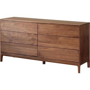 北美黑胡桃木六斗柜实木客厅柜子靠墙置物柜卧室储物柜床尾收纳柜