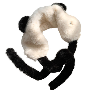 可爱猫耳朵针织绑带毛绒耳罩女冬季加厚保暖防寒冻耳暖耳包耳捂子