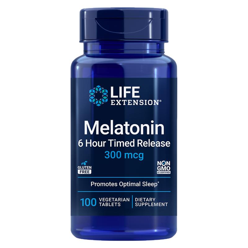 美国LifeExtension褪黑素0.3mg 300微克Melatonin缓释6小时好睡