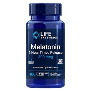 美国LifeExtension褪黑素0.3毫克300微克Melatonin缓释6小时好睡
