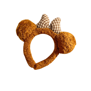 可爱蝴蝶结小熊耳朵毛绒发箍女卡通压发洗脸专用敷面膜发饰头箍冬