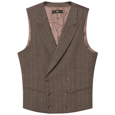 JDV商场同款棕色格纹正装马甲