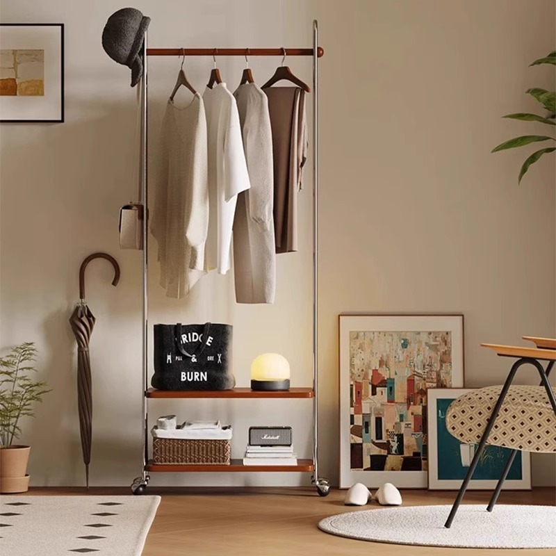 不锈钢衣架落地卧室挂家用客厅轻奢晾衣架衣服挂架子简易衣帽架